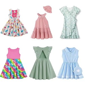 Vestidos de Verano para Niñas de Alta Calidad, Estampado Floral, Sin Mangas, Rosa, Blanco, Morado, Multicolor, Casual - Product Image 2