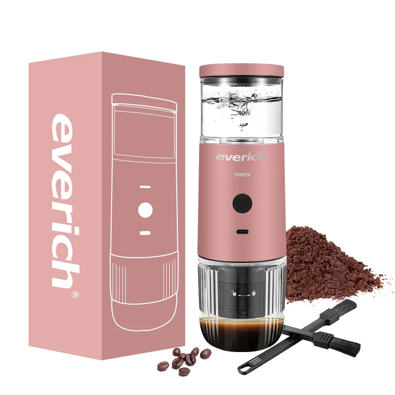 USB rechargeable Small and portable coffee machine compatible with coffee capsules and ground coffee