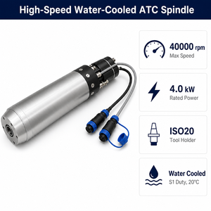 Motor de Husillo Eléctrico ATC Refrigerado por Agua GDL80-20-40Z de 4.0 kW, 30000 <span class=keywords><strong>RPM</strong></span>, 40000 <span class=keywords><strong>RPM</strong></span>, ISO20 para Trabajos en Metal - Product Image 2