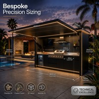 Cuisine extérieure modulaire tout-en-un de luxe avec station barbecue et éclairage LED, armoire de cuisine extérieure en aluminium résistante aux intempéries