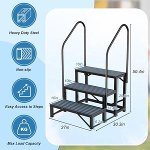 Escalier d'accès au balcon antidérapant en aluminium à 4 marches, résistant à la rouille, pour <span class=keywords><strong>camping</strong></span>-car, remorque, villa extérieure, hôpital - Product Image 5