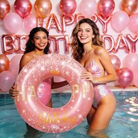 42 Zoll Geburtstags-Poolreifen für Erwachsene, großer aufblasbarer Schwimmreifen, Happy Birthday Schwimmring, Partydekoration