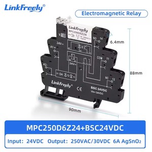Módulo de relé intermedio electromagnético delgado para carril DIN HF41F24ZS MPC250D6Z24 con soporte de enchufe y contacto de aleación de plata - Product Image 3