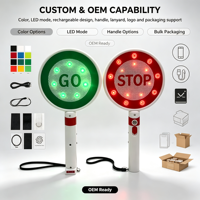 Panneau de signalisation routière LED clignotant rechargeable, portable, en plastique ABS réfléchissant, 19x37cm, sécurité routière, rouge et vert