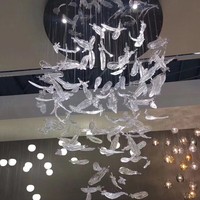 Lustres personnalisés en forme de poisson volant et de papillon, pour les salles de vente, les hôtels, les longues escaliers, lustres en cristal de luxe