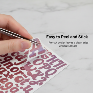 Lettres et autocollants alphanumériques en vinyle métallisé pour signalétique, tasses, carnets, literie et décoration d'emballages - Product Image 2