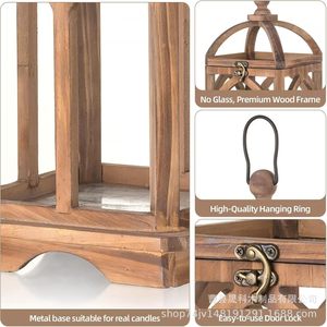 Wooden Candle Lantern <b>Set</b> <b>Square</b> Modern Simple Home Decoration Tabletop Lighting - Product Image 3