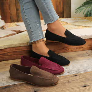 Mocassins plats à bout rond en daim pour femme, grande taille, <span class=keywords><strong>style</strong></span> décontracté et polyvalent, chaussures légères en tissu, pour l'export. - Product Image 1