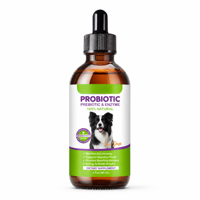 Gouttes probiotiques et prébiotiques pour chiens avec enzymes digestives, complément alimentaire liquide pour la santé intestinale 60 ml pour chiots et chiens âgés