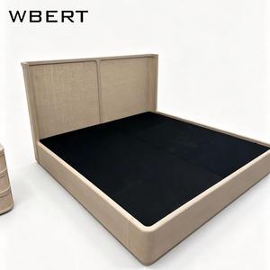 Cama King Moderna con Plataforma de Chapa de Roble Blanco, Cabecero de Ratán, Acabado en Roble, Base de Cama con Bordes Redondeados, con 3 Cajones a Juego - Product Image 5