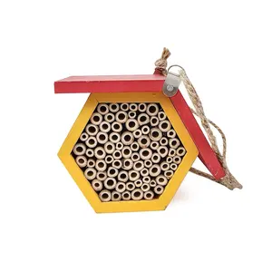 Sarang Lebah Kayu Sarang Bumble Rumah untuk Dekorasi Taman Luar Ruangan Serangga Hotel Rumah Lebah Kayu