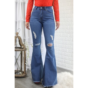 กางเกงผ้ายีนส์เอวสูงสไตล์สตรีท TD สำหรับผู้หญิงรองเท้าบูทยีนส์เอวยางยืดทรงตรงระบายอากาศได้ดีของตกแต่ง - Product Image 4