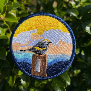 Circular Embroidered Bird <b>Patch</b> With Mountain Scene <b>Sew</b>-<b>On</b> Fabric Applique Handmade Decoration For Gifts - Product Image 1