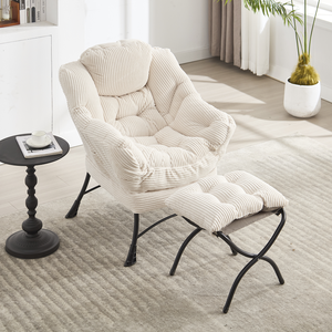 Lazy Chair Ottoman Modern Lounge Accent Chair Armrests Side Pocket Leisure Upholstered Reading Chair for Home Office Living Room - Product Image 1