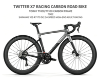 Vélo de course Twitter X7 en carbone, cadre en carbone Toray T1000/T1100, 700C, Shimano 105 R7170 Di2 24 vitesses, haut de gamme pour adultes