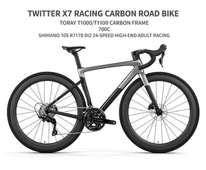 Twitter X7 碳纤维公路自行车，东丽 T1000/T1100 碳纤维车架，700C，Shimano 105 R7170 Di2 24 速高端成人赛车 - Product Image 1