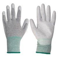 Guantes de Protección de Fibra de Carbono ESD para Cuarto Limpio Electrónico, Recubiertos de PU Blanco Antiestático de Alta Sensibilidad, Calibre 15
