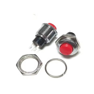 Bouton rond rouge et vert de haute qualité <span class=keywords><strong>PB</strong></span>-01, 12 mm, bouton poussoir momentané, interrupteur 3A 1255VAC 1.5A 250VAC - Product Image 2