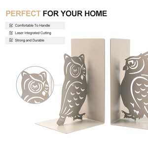 Custom Wholesale Decorative Iron Metal Non-skid Owl <b>Book</b> Ends for Shelves Home Office <b>School</b> - Product Image 5