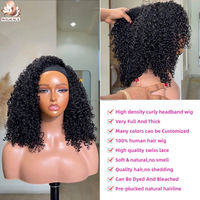 Perruque Bandeau Cheveux Humains Double Drawn Kinky Curly, Cheveux Vietnamiens Bruts SDD, Densité Maximale, Sans Lacet, pour Femmes Noires