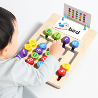 Rompecabezas de Madera de Doble Cara con 5 Colores, Juego de Palabras para Niños, Montessori, Tablero de Lógica para Combinar Letras, Regalo Educativo