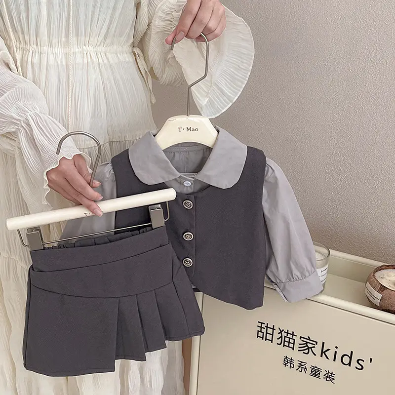 Ins Conjuntos de roupas infantis para meninas princesas moda popular primavera outono 3 peças