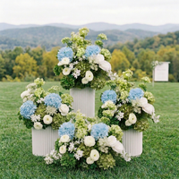 Arrangement floral bleu vert populaire, fleurs artificielles en soie, hydrangeas vertes et bleues pour la décoration de mariage