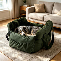 Coussin de transport pour chien et chat à monter sur la voiture, siège copilote, en peluche épaisse, portable, chaud pour l'hiver, en polyester, pour les longs trajets