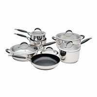 Ensemble de casseroles en acier inoxydable pour la cuisine à domicile avec poêle et couvercle en verre pour cuisinières à gaz et à induction
