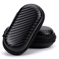 Sac de rangement pour écouteurs en fibre de carbone, résistant à la compression, ovale, pour câbles et clés USB, modèle 011