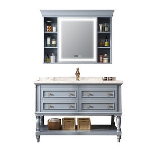 Mueble de baño blanco minimalista de estilo francés, mueble con espejo de cristal tipo colmena, lavabo blanco, mueble de pie. - Product Image 2