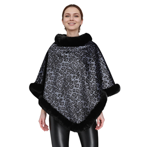 Chal de leopardo cálido para mujer, capa de piel sintética con cuello de borde esponjoso para actividades al aire libre en invierno - Product Image 6