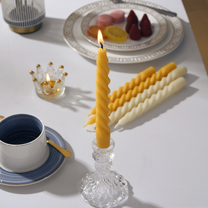 Long Burning Beeswax <strong>Taper</strong> <strong>Candles</strong> Yellow Spiral <strong>Candles</strong> for Home Decor Party Festival Celebration - Product Image 5