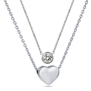 Collar Personalizado de Acero Inoxidable con Grabado Láser de Nombre o Logotipo, en Forma de Corazón, Doble Capa, con Diamantes, Chapado en Oro de 18K - Product Image 5