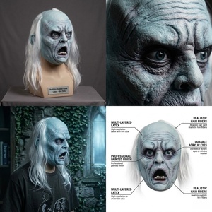 <span class=keywords><strong>Masque</strong></span> de zombie drôle et amusant pour Halloween, perruque blanche, <span class=keywords><strong>masque</strong></span> réaliste en latex pour le visage entier, pour cosplay, fête, accessoires de maison hantée, tendance - Product Image 4