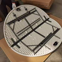 Table ronde pliante de 60 pouces (5 pieds) en HDPE blanc pour événements, fêtes, mariages, extérieur, capacité de 400 lb, vente en gros