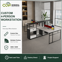 Bureau de direction ergonomique moderne pliable avec rangement pour poste de travail de bureau pour 4 personnes en bois