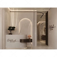 Ensemble de meubles de salon de manucure sur mesure | Table et miroir de manucure modernes | Design de salon complet et service de décoration Meubles de magasin de manucure