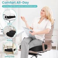 Coussin de siège en mousse à mémoire de forme avec gel rafraîchissant pour soulager la sciatique et les douleurs du coccyx, pour le bureau, les jeux, la voiture, le fauteuil roulant, noir, grand format
