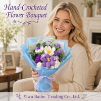 Gestrickte Blumenarrangements mit Sonnenblumen, Rosen, Lilien & Tulpen - Handgemachtes Valentinstagsgeschenk aus China