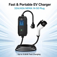 Chargeur EV portable 32A 40A Type 1 avec Plug & Play, J1772, IP65, 5 certifications, pour véhicules électriques américains/japonais, station de recharge EV portable