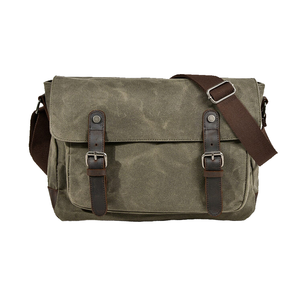 Virginland Vintage Men's Fashion Waterproof Messenger <b>Bag</b> Waxed Cotton <b>Canvas</b> Satchel Shoulder Sling <b>Bag</b> Model 86027 <b>Large</b> - Product Image 1