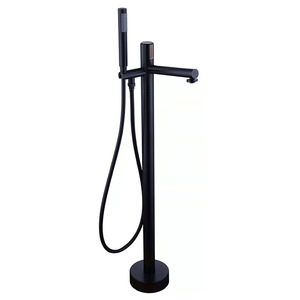Robinet de baignoire moderne autoportant avec cascade, en laiton chromé, monocommande, avec douchette à main HD-177 - Product Image 5