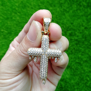 <span class=keywords><strong>Collana</strong></span> con Ciondolo <span class=keywords><strong>a</strong></span> Croce CN126 in Ottone Placcato Oro con Zirconi Cubici AAA e Catena <span class=keywords><strong>a</strong></span> <span class=keywords><strong>Corda</strong></span>, Gioielli Hip Hop per <span class=keywords><strong>Uomo</strong></span> e Donna, Regalo per Feste - Product Image 5