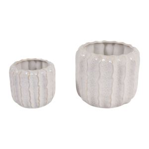 Vasi in ceramica a coste con design testurizzato per piante da interno ed esterno, set di vasi per succulente - Product Image 4