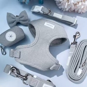 2025 nuevo conjunto de arnés de lujo personalizado para perros, fabricantes ajustables con logotipo personalizado, arnés para perros sin tirones, correa para perros