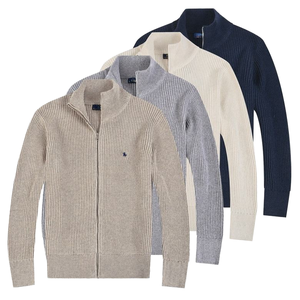 Pull en maille à <span class=keywords><strong>col</strong></span> <span class=keywords><strong>roulé</strong></span> à manches longues pour <span class=keywords><strong>homme</strong></span>, coupe ajustée, mode d'hiver, avec logo personnalisé, fermeture éclair - Product Image 1