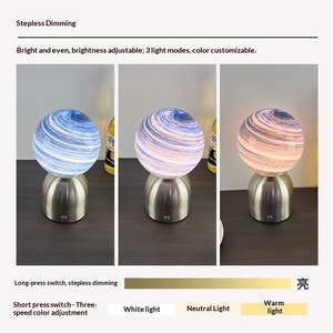 <span class=keywords><strong>Lampe</strong></span> de table rechargeable au design nordique avec lumière d'ambiance ciel étoilé pour restaurants et cafés en extérieur, abat-jour transparent, veilleuse - Product Image 4