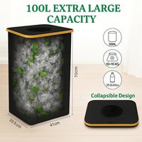 Poubelle de recyclage pliable personnalisée de 100 L, panier à linge pliable en tissu Oxford avec sac amovible pour bouteilles, verre, déchets, vêtements