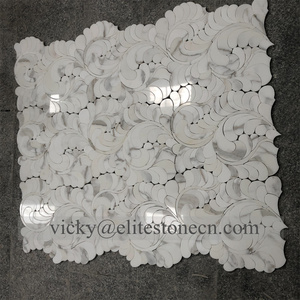 Kitchen Backsplash Tile Mosaic Home Decor <strong>Peel</strong> and <strong>Stick</strong> Tile <strong>Leaf</strong> Shaped Natural Carrara Marble Mosaic Tile